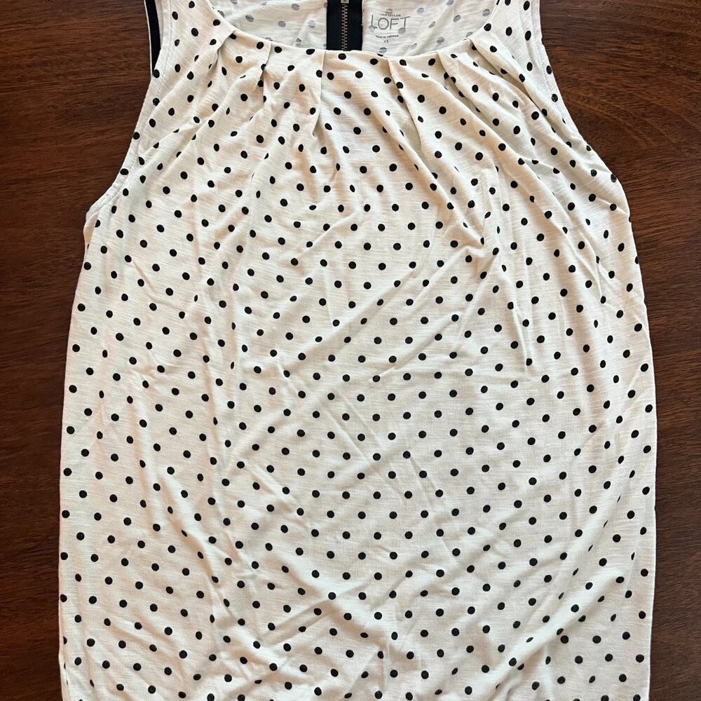 Ann Taylor LOFT Women's Tank Top - Off White w/ Black Polka Dots - Size XS
